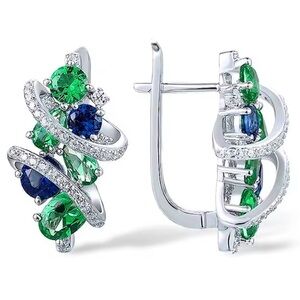 Sparkling Blue Green Spinel White Earrings